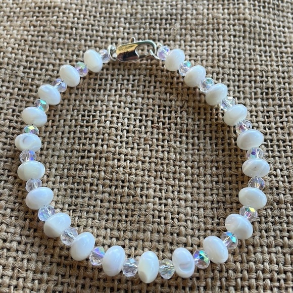 Natural Shell Bead Flat Round Mother of Pearl Rondelle crystal spacers New 7 1/2 - Picture 9 of 10